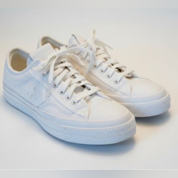 Converse Shoes - Converse Star Player 76 Low Top White Textured Sneakers - Mens 7 Womens 8.5